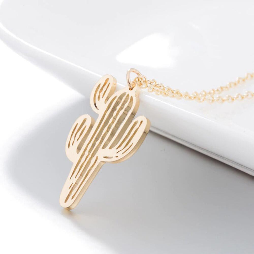 Cactus Gold Dainty Necklace 5-L-1-19 - Picture 2 of 2